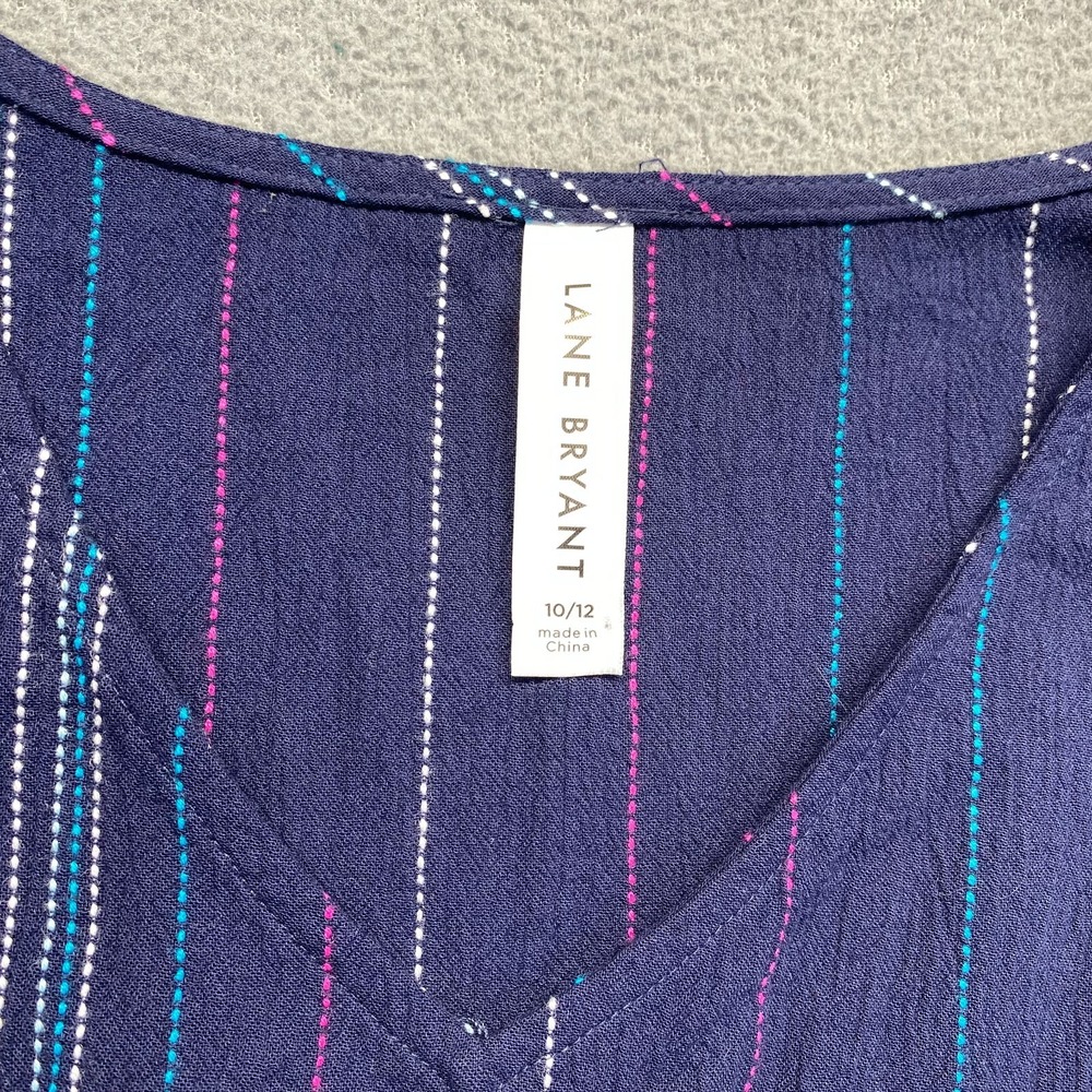 Lane Bryant Womens Navy Blue Striped Dress,Size 10/12,Tunic,Hippi - Picture 4 of 10